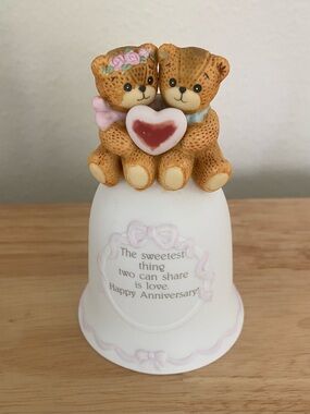 RARE Vintage 1987 Enesco Lucy Rigg Anniversary Bell Bear Figurine Collectible